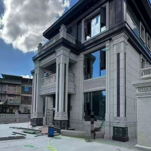 滨州 别墅干挂，芝麻白与芝麻黑完美配合