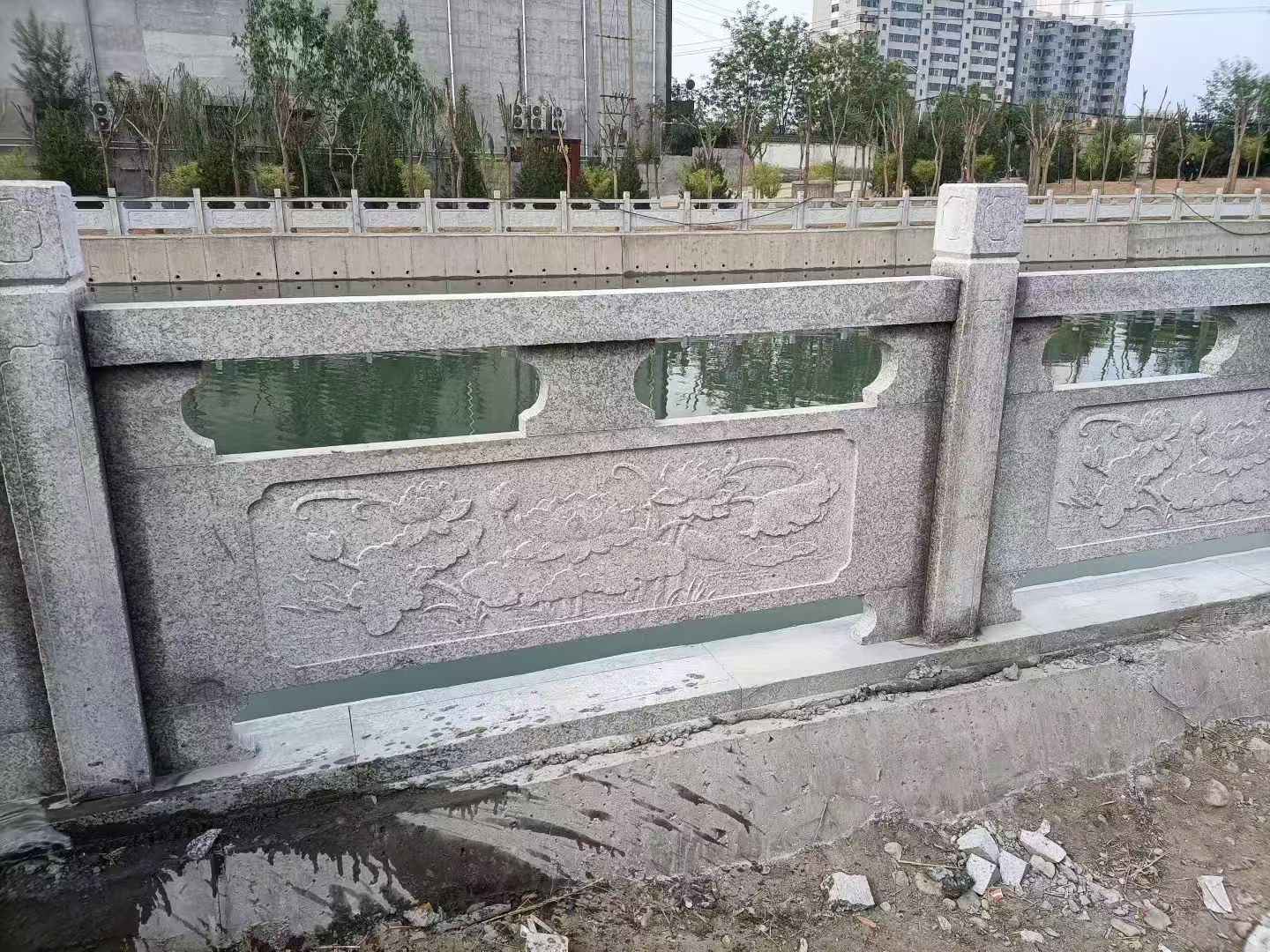 滨州 芙蓉白大花桥梁、河道，石材栏杆、围栏、护栏